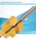 High Strength Reversible T Slot Router Bit With Tungsten Carbide Blade For Precise Woodworking Mortising And Splicing Joints Using 1/4 Inch Round Shank Cutter Tool close-up.