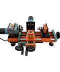 EQCOTWEA Mini Wood Lathe Benchtop Turning Machine With Dual Motors And Stepless Speed Control Up To 3000 RPM showing control knobs and motor.