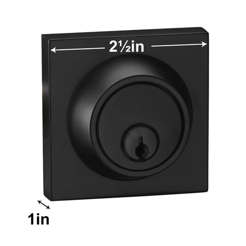Square Single Cylinder Deadbolt Lock For Front Door Sleek Series Beefed Up Heavy Duty High Security Reversible Modern Iron Black