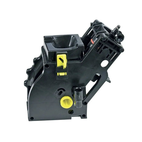 Black Brew Unit For Saeco Espresso Machines 8Gr 5Bar V3 HGO Replacement OEM Part 421944036871, side view with yellow accents