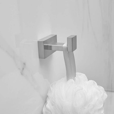 Dope Matte Black Wall Mounted Bathroom Accessories Set With Towel Bar Hand Towel Holder Toilet Paper Holder And Robe Hook In Rustproof Stainless Steel For Modern Durable Hardware. Shown Robe Hook