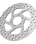 Metal Brake Disc Replacement For Electric Scooters With Wear Resistant Build angled top view in silver finish