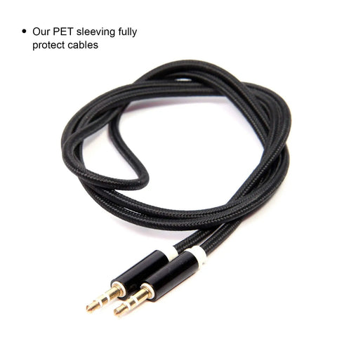Black cable covered with PET braiding from Expandable Braided Cable Sleeve Kit Made From PET 50Ft Total Includes 1/2 Inch 1/4 Inch And 3/8 Inch Sizes Black 3 Rolls Anti Stretch Fire Resistant Wire Loom For Audio Video And Home Electronics Cable Management No Fuss.