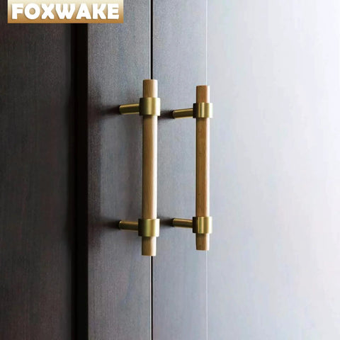 Natural Wood Kitchen Cabinet Handles 2 To 5 Inch 4 Piece Set Center To Center Adjustable Double Hole Euro Scandi Modern Dresser Knob