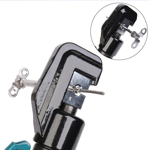 Tool swaging stainless steel cable for Adjustable 3/16 Inch Cable Railing Kit For 2x2 And 4x4 Wood Posts with toggle end.