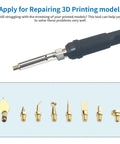 Must Have Brass 3D Printing Finishing Trimming Heads Set 8 Pcs With Connector next to soldering iron tip