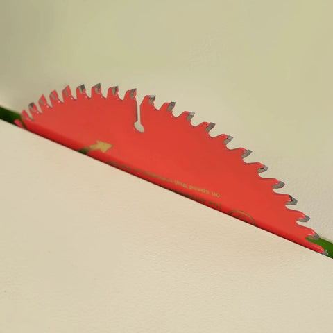 Close-up of saw blade from Powerful 1380W Lapidary Saw With Adjustable Speed, Rock Polisher And Cutter, in operation