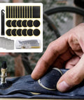 30 Pack Self Adhesive Glueless Bicycle Tire Repair Patches For Road And Mountain Bikes Black Durable Patch Kit demonstration