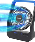 5 Inch Battery Powered Desk Fan For Camping And Travel With D Cell Batteries, Quiet fan with 3 speeds, blue airflow, timer, Gazeled
