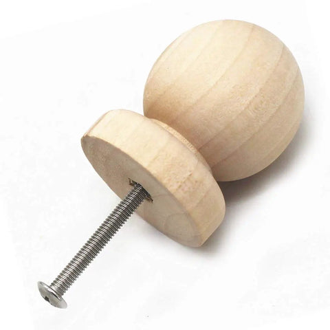Single knob from 10 Pack Unfinished Wood Ball Knobs With Base For Drawers And Cabinets, DIY Ready To Stain Or Paint, 1 3/8 Inch Diameter