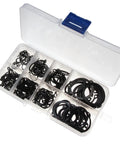 Beefy 160 Piece C Clip Washers Kit For M6 M8 M10 M12 M14 M16 M20 M25 Carbon Steel Black Shaft Retaining Clips in plastic case