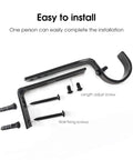 Heavy Duty Curtain Rod Holders Adjustable Brackets For Seven Eighths Inch Rods Set Of Three Black Finish With Secure Screws Built To Last