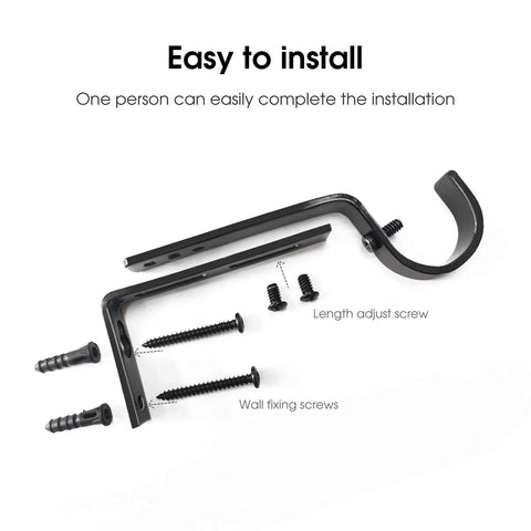 Heavy Duty Curtain Rod Holders Adjustable Brackets For Seven Eighths Inch Rods Set Of Three Black Finish With Secure Screws Built To Last