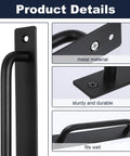 Two Pack Sliding Barn Door Handle With Plate, 7 Inch Aluminum Alloy Door Pull For Cabinet, Drawer, Gate, And Closet, Black Finish, Easy Install With Standard 6.3 Inch Spacing Mounting Holes