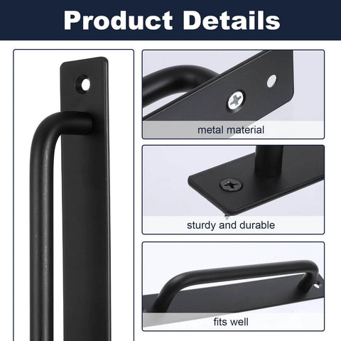 Two Pack Sliding Barn Door Handle With Plate, 7 Inch Aluminum Alloy Door Pull For Cabinet, Drawer, Gate, And Closet, Black Finish, Easy Install With Standard 6.3 Inch Spacing Mounting Holes