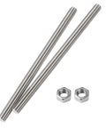 Heavy Duty M8 X 400Mm Fully Threaded Rod And 304 Stainless Steel Studs With Nuts, two rods and two nuts in stainless steel finish.