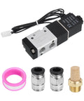 One Eighth Inch Pneumatic Valve 12V DC 3 Way 2 Position Electric Air Solenoid Valve With Manual Control, connectors and sealing tape