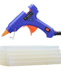 Hella Smooth Firing Mini Hot Melt Glue Gun With Twenty Watt Power And A Comfy Flexible Trigger, with glue sticks, suitable for DIY crafting.