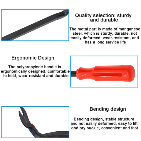 100 Pcs 8mm Car Bumper Retainer Clips With Fastener Removal Tool showing ergonomic red handle and steel design