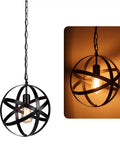 Plug In Dope Rustic Metal Pendant Light With Adjustable Ring Spheres, Vintage Industrial Chandelier For Kitchen And Dining