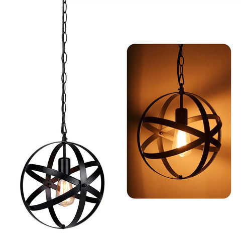 Plug In Dope Rustic Metal Pendant Light With Adjustable Ring Spheres, Vintage Industrial Chandelier For Kitchen And Dining