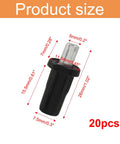 Top Shelf Black Cabinet Door Pin Dampers Replacement Valve Pins Soft Close Quiet Shutting Protection No Sweat Heavy Duty Hardware For Kitchen Cupboards Game Changer Setup Includes Twenty Pieces, product size and dimensions shown.