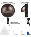 12 Pack LED Low Voltage Deck Lights With 170 Lumen Output 4 Inch front and side view, brown finish, installation kit shown