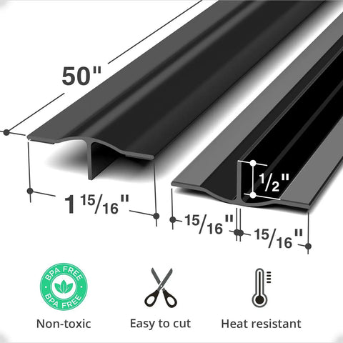Premium Silicone Stove Gap Cover 50 Inch Long Self Adhesive Gap Filler Between Stove And Counter Heat Resistant Spill Guard dimensions