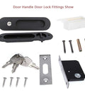 6.8 Inch Privacy Pocket Door Lock Hardware With Key Sliding Pocket Door Handle, components and installation fittings