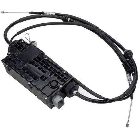 Upgraded Rear Electric Parking Brake Actuator Control Unit Direct Bolt On For BMW X6 E71 E72 2008 To 2014 side view with cables.