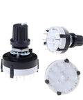 3P4T Rotary Switch Band Selector With Knob Black, 4 Pole 3 Position, Single Deck Encoder Style for automotive electronics and audio