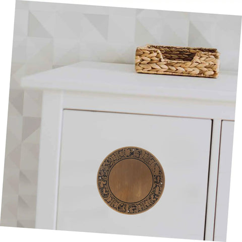 Dope Copper Zodiac Design Backplate For Wooden Boxes Antique Style With Chinese Classical Flair installed on white cabinet