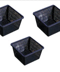 Three Pack 13 Inch Square Plastic Mesh Plant Baskets for Water Gardens, Aquaponics and Hydroponics