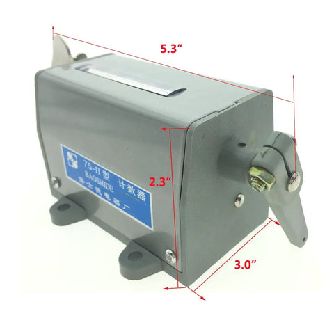 Five-Digit Mechanical Pull Counter 0 To 99999 Resettable Stroke Pull Type With Spring Counts Up To 200 Per Minute Handy No Frills Compact Handheld Counter Measuring 134 mm By 75 mm By 58 mm For Tracking Reps, product image showing side view.