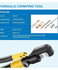 Top Quality Hydraulic Crimping Tool And Rebar Shears with yellow and black handle, designed for 12 inch length, includes crimping dies.