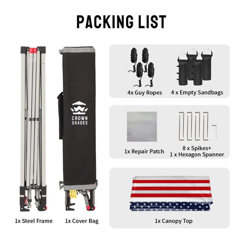 Packing list for 10x10 Pop Up Canopy Tent With One Push Setup No Fuss Easy Outdoor Sun Shade For Events Parties And Camping