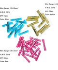 50-pack heat-shrink butt connectors kit with blue 1.5–2.5mm² (15), yellow 4.0–6.0mm² (10), pink 0.5–1.0mm² (25)