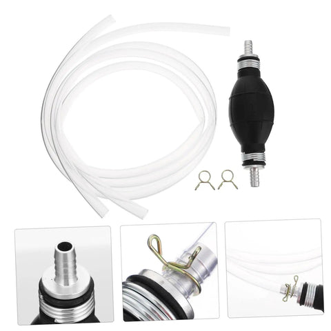 Manual Fuel Transfer Siphon Pump Portable Hand Pump For Cars Lawn Equipment And Fish Tanks Easy Siphon With No Mess Spill Prevention And Strong Suction And Large Flow Oil Transfer For Emergency Liquids, clear tube and bulb