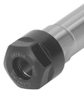 Heavy Duty ER16A Collet Chuck Holder With Straight Shank Designed For CNC Milling And Lathe Work Featuring Durable Manganese Steel Construction Plus Included Wrench For Easy Novice Use close-up showing collet nut detail.