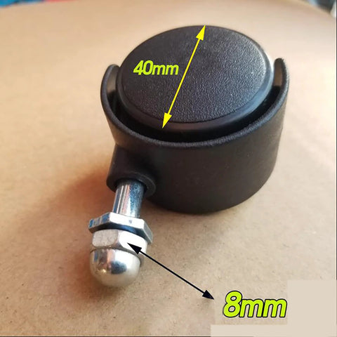 LICHIFIT replacement heater caster wheel, black plastic, 40mm diameter with 8mm stem for Gree/Pioneer/Midea oil heaters.