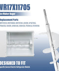 Upgrade Ice Maker Dispenser Auger For Refrigerator Replacement Parts Includes WR17X11705 shown with parts list and fits info.