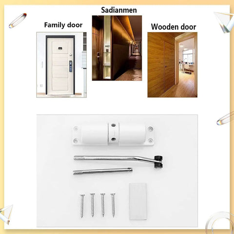 Heavy Duty Zinc Alloy Door Closer With Adjustable Spring Auto Close For Doors Up To 30 Kg White, Easy Install components