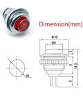 Ten Pack Eight Millimeter Push Button Switches SPST Normally Open 125V 1A DS101 With Five Red And Five Green Caps For DIY Projects Plug And Play Mount In An Instant Eight Millimeter Hole, red cap
