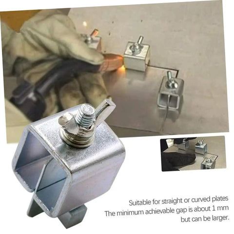 Superior Butt Welding Jigs For Sheet Metal And Auto Body Work Includes Eight Heavy Tack Welding Clamps locked on metal plates.
