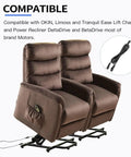 Beefy 29V 2A Dual Motor Power Supply Kit for Recliners and Lift Chairs, featuring brown recliners and Y splitter cable.