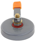 500 Amp Magnetic Welding Ground Clamp With Quick Release Magnet close-up of the gray magnetic base and orange handle
