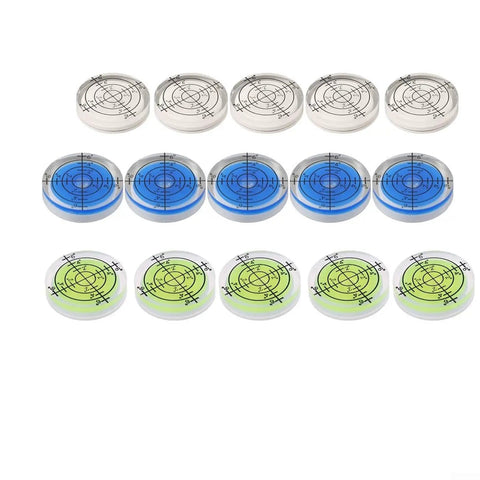 15 Pack 32mm Round for spirit Level for acrylic Bubble Gauge Precision with translucent and colored bubble levels.
