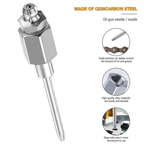 7 Piece Car Grease Gun Needle Accessory Kit With Steel Nozzles And Nipple Adapters for Auto Maintenance