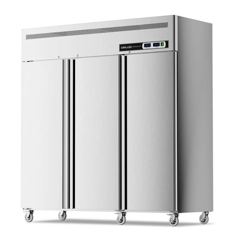 Solid Commercial Upright Freezer And Refrigerator Combo Fifty Four Cubic Feet Dual Zone Stainless Steel Three Door Reach In Cold Food Storage
