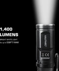 Rechargeable 1400 Lumen LED EDC Flashlight With 90 Degree Swivel Head Five Modes High Strobe SOS Low Mid Magnetic Base Pocket Size